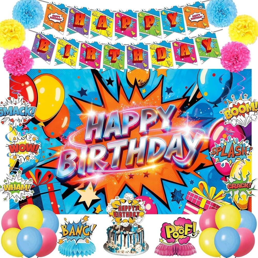Comic Theme Birthday Party Super Hero Birthday Party Decoration Set NEW